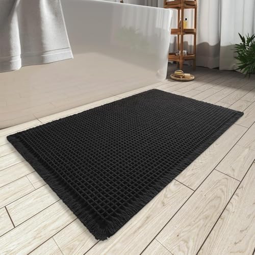 Upgraded Waffle Bath Mat Ultra Absorbent Non Slip Bathroom Mat, 18" x 30" by AMOAMI