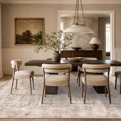 8x10 Washable Boho Area Rug, Light Beige Farmhouse for Living Room - Image 4