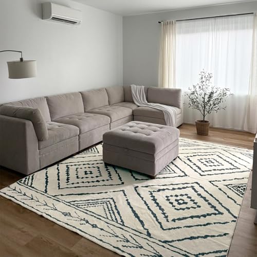 BESTSWEETIE 5'x7' Washable Area Rug for Living Room Bedroom White Black - Image 6