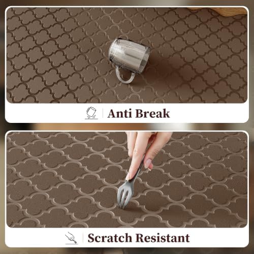 Arenarug Upgrade Scalloped Kitchen Mats for Floor 2PC, Brown Kitchen Rugs - Image 5