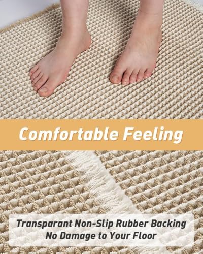 Upgraded Waffle Bath Mat Set of 2 Absorbent Bathroom Mat 17"x24" + 20"x32" - Image 4