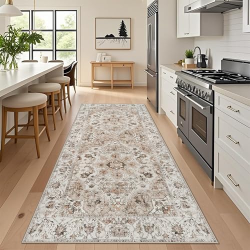 Washable Hallway Runner Rug 4x8: Non Slip Runner Rugs with Rubber Backing by TOPRUUG