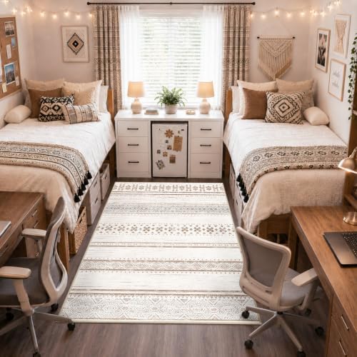 4x6 Washable Area Rugs for Living Room Boho Bedroom Rug Cream/Brown/Pink by BESTSWEETIE