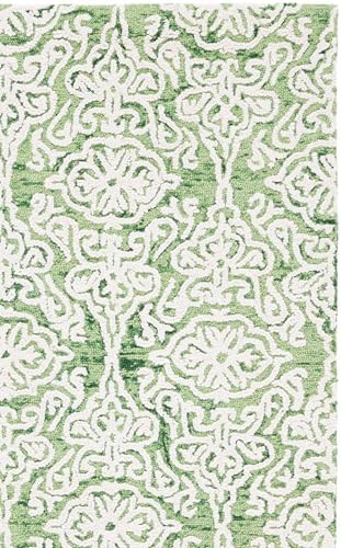 SAFAVIEH Blossom Collection Area Rug - 6' Square, Green & Ivory, Handmade Wool, Ideal for High Traffic Areas in Living Room, Bedroom (BLM112Y) - Image 4