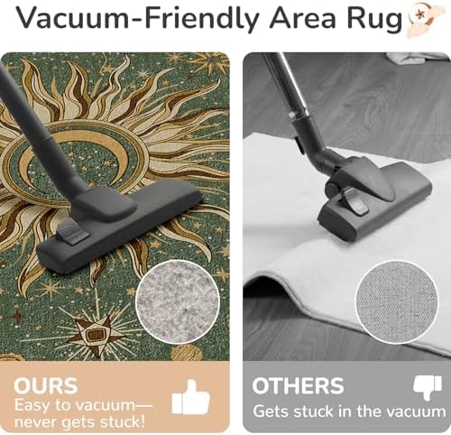 Vacuum-Friendly, 2x3 Washable Area Rug, Green Brown - Image 4