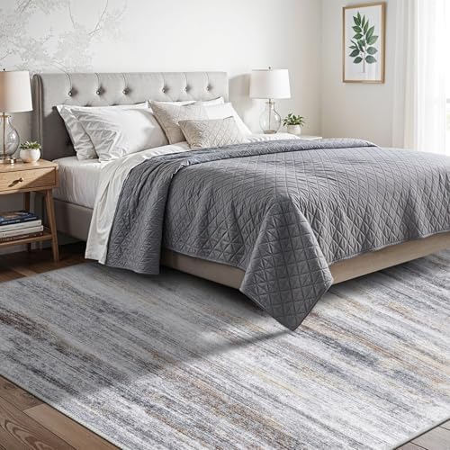 6x8 Area Rug for Living Room: Non-Slip Washable Rugs Beige Grey - Image 3