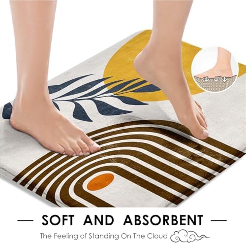 Bathroom Sets with Shower Curtain and Rugs Set of 4 Boho Midcentury - Image 4
