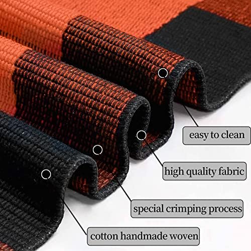 SEEKSEE Halloween Decor Buffalo Plaid Outdoor Rug 3' x 5' Orange and Black Front Door Mat, Layering Rug for Porch, Halloween Doormat, Front Porch Rug for Outdoor Entrance Entryway Patio Porch Decor - Image 4
