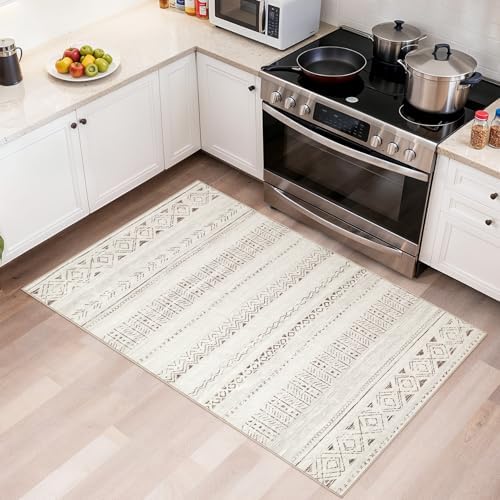 cotiled Washable 3x5 Entryway Rugs: Boho Moroccan Soft Small Rug - Image 3