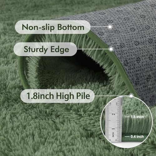 6x9 Ft Large Green Area Rug for Bedroom Living Room, Ultra Soft Fluffy Furry Rugs for Classroom Indoor Floor, Aesthetic Carpet for Kids Home Decor - Image 5