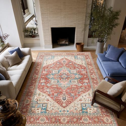 Machine Washable Rugs for Living Room: 6x9 Area Rugs for Bedroom by NoiFamo
