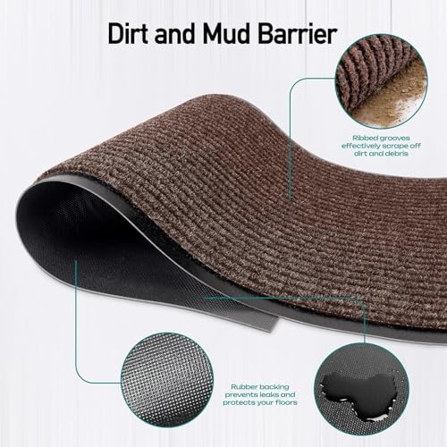 MaxMat® Oversized Rubber Door Mat - Heavy Duty, Waterproof, Low-Profile, Easy to Clean, Commercial Floor Mat (4 x 16 Feet, Brown, MXM-RIB0316BK) - Image 2