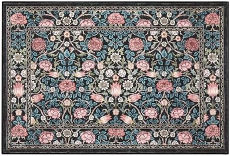 GarveeHome Blue Floral Washable 2x3 Rug for Entryway Small Door Mat - Image 3