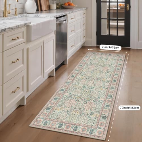 Bavni 2.5x6 Kitchen Runner Rug, Washable Non Slip, Pink - Image 3