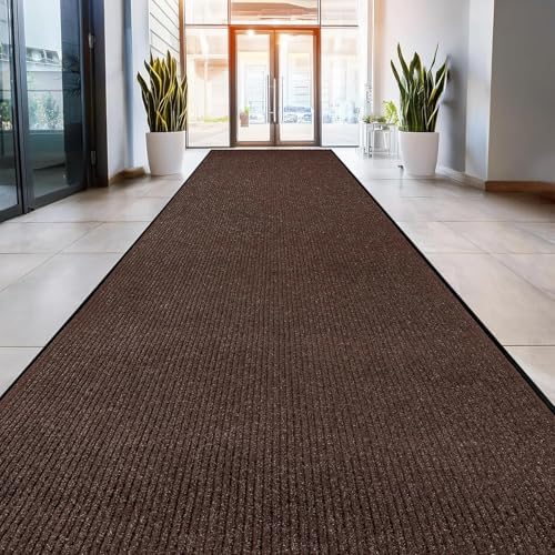 MaxMat® Oversized Rubber Door Mat - Heavy Duty, Waterproof, Low-Profile, Easy to Clean, Commercial Floor Mat (4 x 16 Feet, Brown, MXM-RIB0316BK) by MaxMat