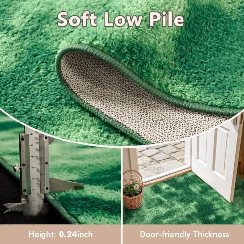 2x8 Tie-dye Green Runner Rug Washable Non-Slip for Kitchen Hallway Bathroom - Image 4