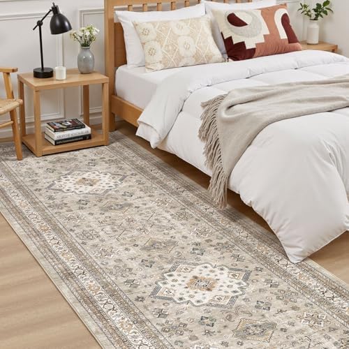 cotiled 3x12 Hallway Runner Rug for Entryway, Non-Slip Vintage, Beige - Image 4