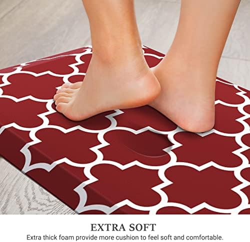 WISELIFE Kitchen Runner Rugs Anti-Fatigue mats, 17.3" x 39", 4/5 Inch, Red - Image 3