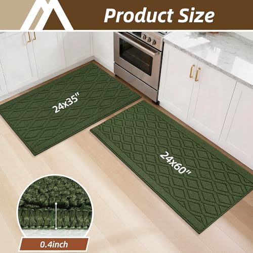 COSY HOMEER Kitchen Rugs Sets of 2 Non-Slip Washable,60x24Inch/35X24Inch - Image 2
