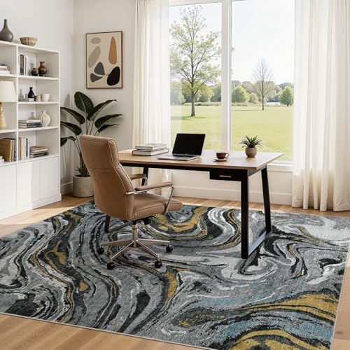 DMOYEST 6x9 Washable Area Rug Abstract Modern Non-Slip Indoor Carpet - Image 5