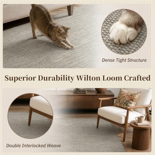 PADOOR-Outdoor Rug-Patio Rug 6x9 ft Polypropylene Indoor Outdoor Rugs Outdoor Carpet for Patio Deck Balcony Porch, Textured Weave, Durable for High Traffic, Fade-Resistant, Modern Neutral Grey - Image 4