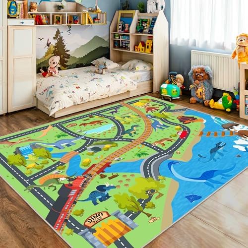 8x10 Feet Kids Rugs for Playroom Kids Room Rug Dinosaur - Image 6