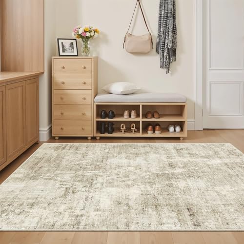 Soalmost Abstract 3x5 Rugs, Small Kitchen Entryway Area Rug Beige/Gray by Soalmost