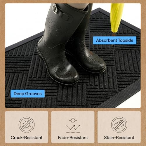 GORILLA GRIP WeatherMAX Door Mat, Indoor Outdoor Use, 29x17, Black Diamond - Image 5