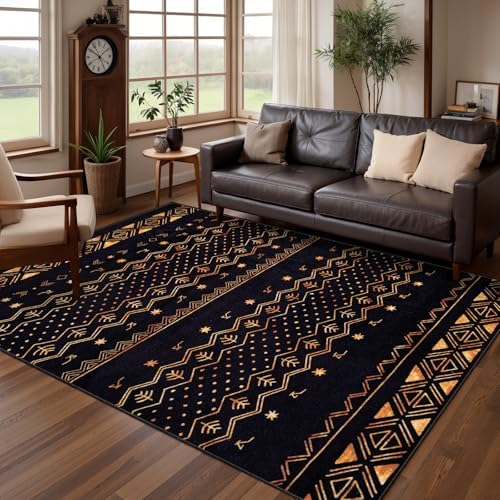SERISSA 4x6 Washable Non-Slip Boho Area Rugs for Living Room by SERISSAHomeDecorCollection