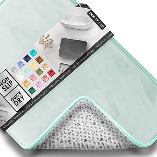 Clara Clark Bathroom Rugs, Velvet Memory Foam Bath Mat, Non-Slip, Machine Washable Bath Rugs - Dries Quickly, Ultra Soft Plush Bath Mats for Bathroom, 17 x 24, Light Blue by ClaraClark