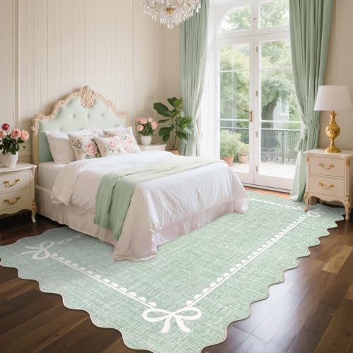 GarveeHome Scalloped Bow Rug 8x10 Washable Rugs for Living Room, Sage Green - Image 2