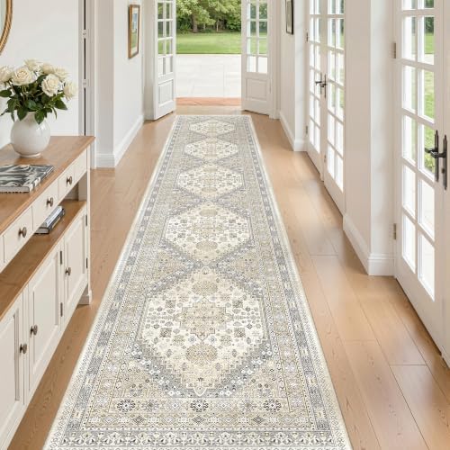 zesthome 2x12 Runner Rug Non Slip,Washable Hallway Runner Rug,Beige - Image 5