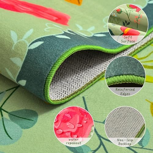 ISEAU Green Rug for Bedroom 4x6 Area Rugs for Kids Room Dorm Rug, Non Slip - Image 6
