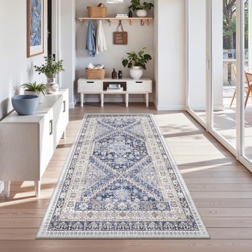 zesthome 3x6 Runner Rug Non Slip,Washable Hallway Runner Rug,Blue - Image 3