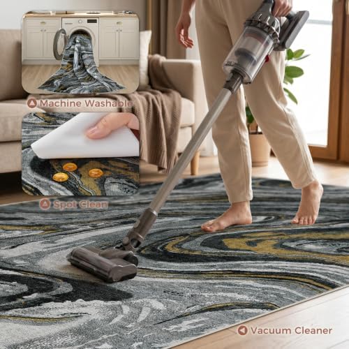 DMOYEST 10x12 Washable Area Rug Abstract Modern Non-Slip Indoor Carpet - Image 6