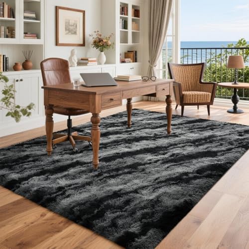4x6 Feet Area Rugs for Bedroom, Zebra Black Plush Fluffy Shaggy Living Room Rugs Non-Slip, Ultra Soft Carpet for Nursery Kids PlayRoom Dorm Office Indoor - Image 4
