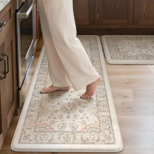 KIMODE Anti Fatigue Mats for Kitchen Floor Comfort Cushioned Rugs Sets of 2 by StayinComfortCookwithJoy