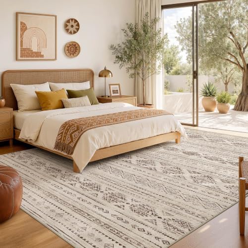 Nakagishi Boho 10x14 Area Rug Living Room Rugs Machine Washable Dark Brown - Image 6