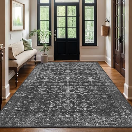 6x9 Washable Bedroom Area Rug Non-Slip Vintage Black Large Carpet - Image 4
