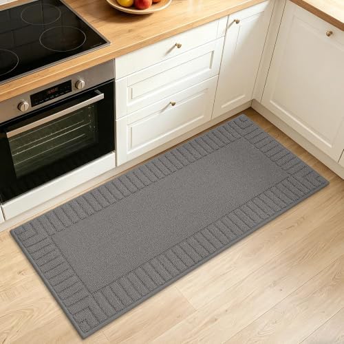 BEQHAUSE Kitchen Rugs 20"x48", Non Slip Washable Kitchen Floor Mat, Grey by BEQHAUSE