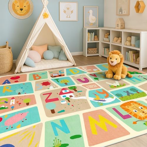 5x7 ABC Alphabet Rug for Preschool Kids – Educational Learning Rug for Toddlers, Washable Classroom or Playroom Carpet, Soft & Safe Floor Decor with Fun Letters and Whimsical Art Décor - Image 3