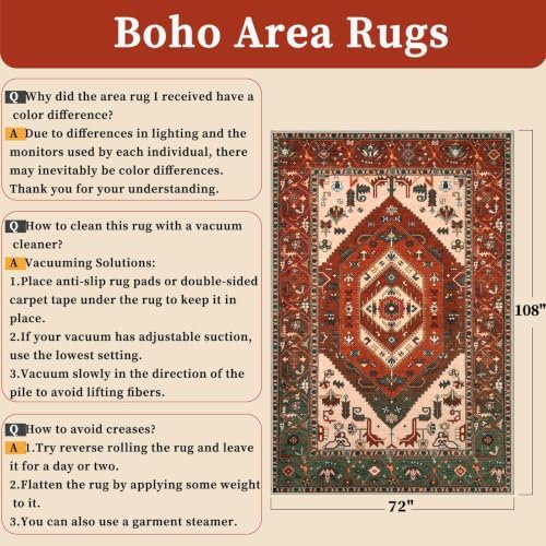 SERISSA 6x9 Washable Non Slip Boho Area Rug for Living Room - Image 2