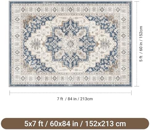 befbee Washable 5x7 Area Rug Non Slip Stain Resistant Rug for Living Room - Image 2