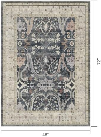 Area Rug Living Room Rugs 4×6 Washable Floral Rug - Image 2