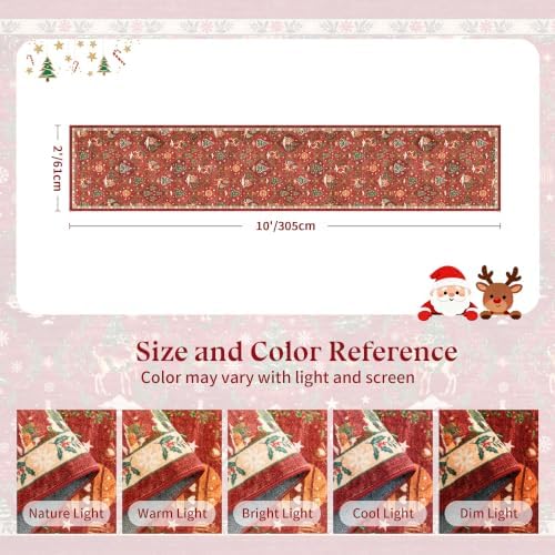 Christmas 2x10 Runner Rugs for Hallway, Red Non Slip Washable Kitchen Rug - Image 2
