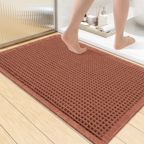 Smiry Waffle Bath Mat 36X24, Extra Soft Absorbent Bathroom Rugs, Orange by Smiry