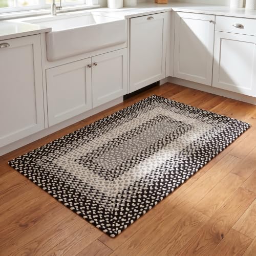 3X5ft Country Cottage Black/Gray Braided Rug - Farmhouse Rug for Entryway - Image 2