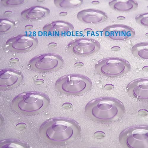 AmazerBath Bath Tub Mat, Medium Size 27.6 x 15 Inches Non-Slip Shower Mats with Suction Cups and Drain Holes, Bathtub Mats Bathroom Mats Machine Washable (Clear Purple) - Image 4
