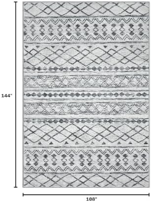 KUTA Washable Rugs 9x12 Grey Moroccan Boho Large Area Rug - Image 2