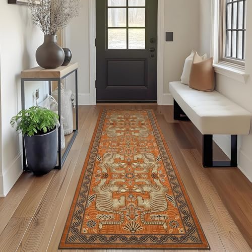GarveeHome Tiger Print 2'x6' Washable Runner Rug Non Slip Boho Hallway Rug - Image 2
